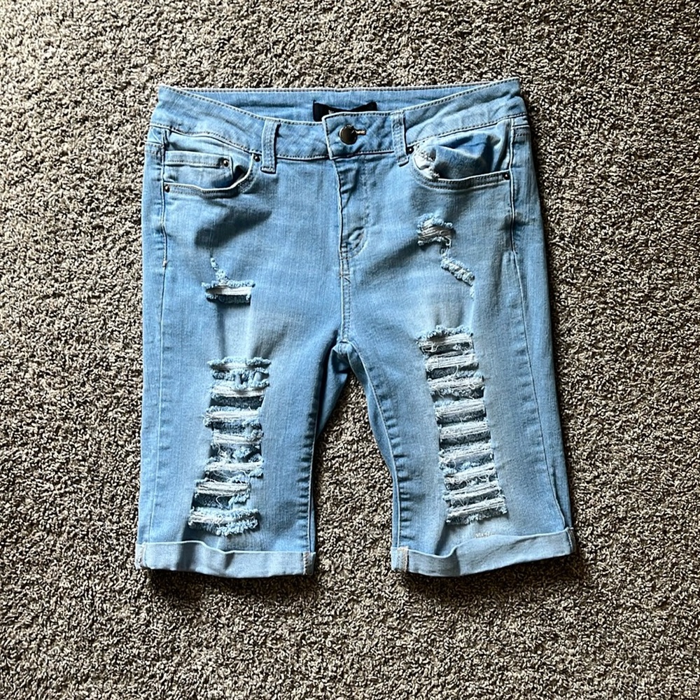 Light distressed denim Bermuda Shorts Size M